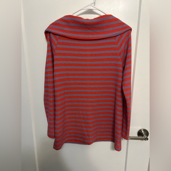 Like New Soft Surroundings Serene Button Collar Striped Knit Sweater - Picture 10 of 10